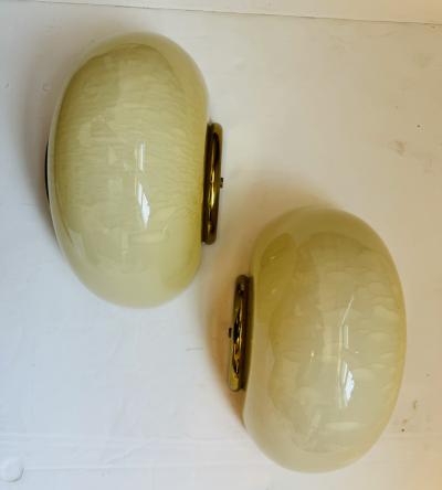  Fabbian Italian 1970s Mid Century Fabbian Egg Murano Glass Wall Lamps