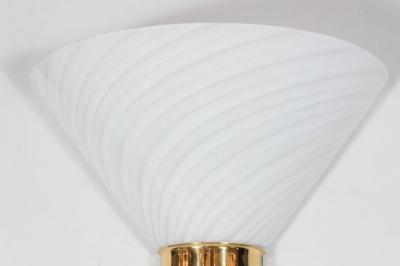  Fabbian Set of 8 Mid Century Murano Glass Cone Sconces with Brass Detail by Fabbian