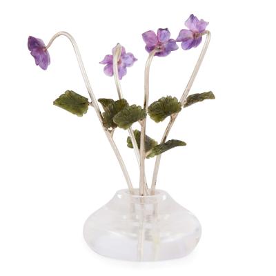  Faberg A Faberg Style Amethyst Nephrite and Pearl Study of Violets Vase