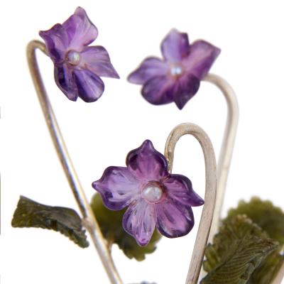  Faberg A Faberg Style Amethyst Nephrite and Pearl Study of Violets Vase