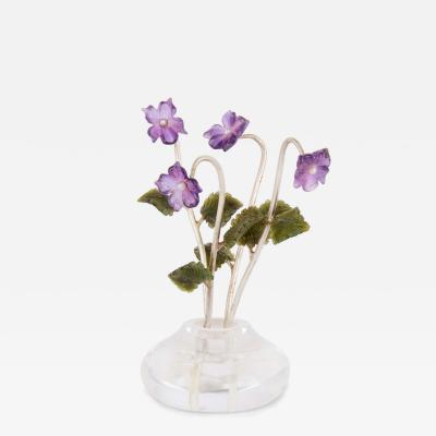  Faberg A Faberg Style Amethyst Nephrite and Pearl Study of Violets Vase