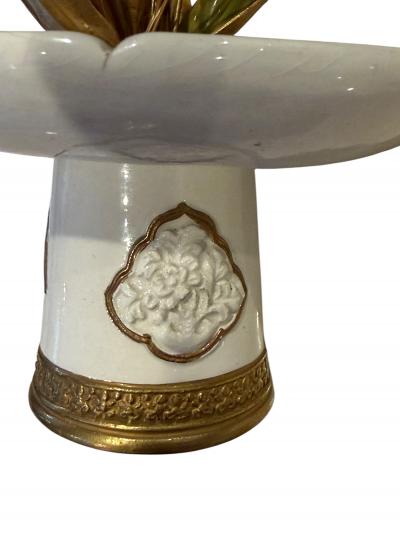  Faberg FABERGE STYLE CERAMIC ENAMELED FLOWER BOUQUET TAZZA