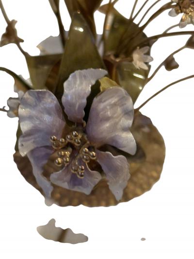  Faberg FABERGE STYLE CERAMIC ENAMELED FLOWER BOUQUET TAZZA