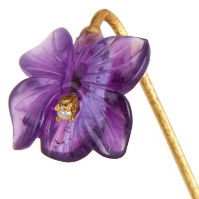  Faberg Faberg Style Amethyst Nephrite Gold and Diamond Study of a Violet
