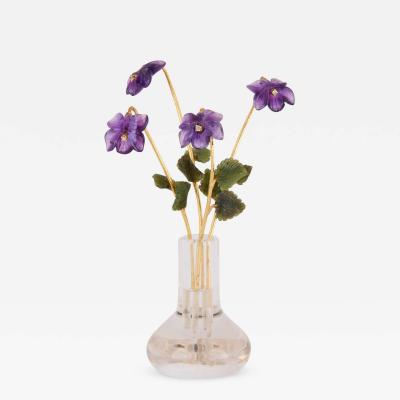  Faberg Faberg Style Amethyst Nephrite Gold and Diamond Study of a Violet