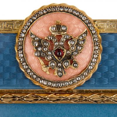  Faberg Gold precious stone and enamel frame in the manner of Faberg 