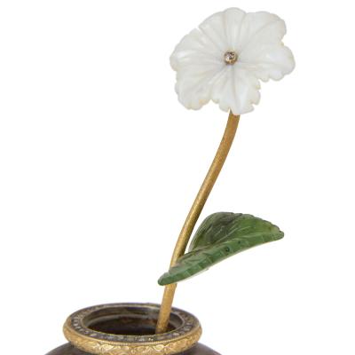  Faberg Lapis lazuli vermeil enamel and diamond flower model in the style of Faberg 