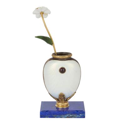  Faberg Lapis lazuli vermeil enamel and diamond flower model in the style of Faberg 
