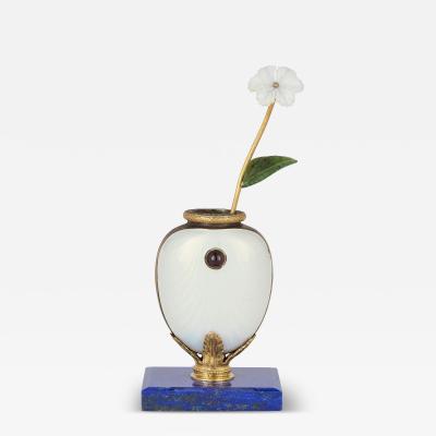  Faberg Lapis lazuli vermeil enamel and diamond flower model in the style of Faberg 