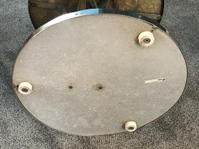  Faberg STUNNING PAIR OF NICKELED BRONZE INLAID STONE MODERN TABLES