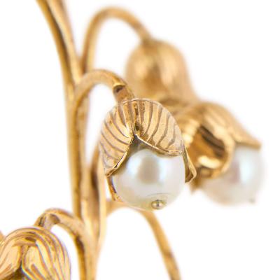  Faberg Silver gilt pearl and charoite lily of the valley model in the style of Faberg 