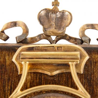  Faberg Vermeil and pearl photograph frame in the manner of Faberg 