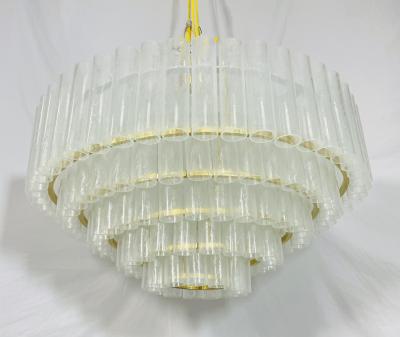  Fabio Ltd Five Tier Murano Glass and Brass Chandelier by Fabio Ltd Italy 1980s
