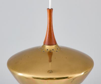  Fagerhults Swedish Pendant in Wood and Perforated Brass by Fagerhult