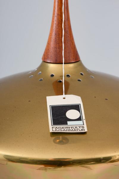  Fagerhults Swedish Pendant in Wood and Perforated Brass by Fagerhult