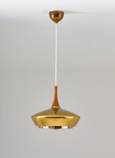  Fagerhults Swedish Pendant in Wood and Perforated Brass by Fagerhult