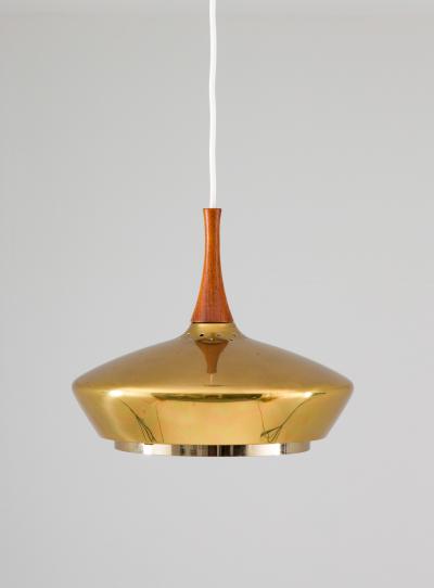  Fagerhults Swedish Pendant in Wood and Perforated Brass by Fagerhult