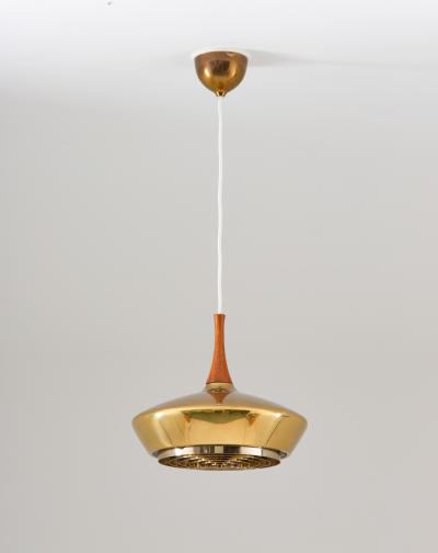  Fagerhults Swedish Pendant in Wood and Perforated Brass by Fagerhult