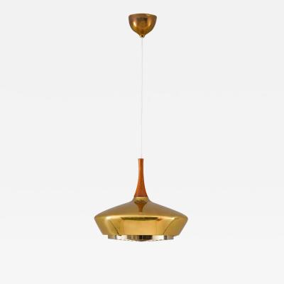  Fagerhults Swedish Pendant in Wood and Perforated Brass by Fagerhult