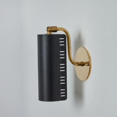  Falkenbergs Belysning 1960s Model 8260 Black Metal and Brass Wall Lamp for Falkenbergs Belysning
