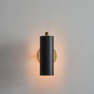  Falkenbergs Belysning 1960s Model 8260 Black Metal and Brass Wall Lamp for Falkenbergs Belysning