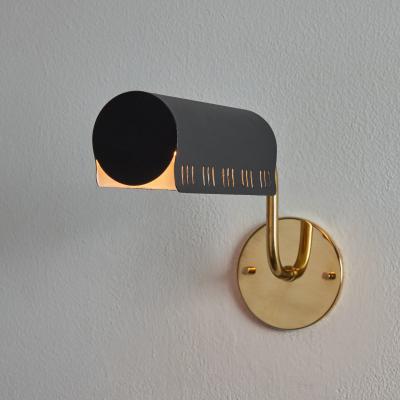  Falkenbergs Belysning 1960s Model 8260 Black Metal and Brass Wall Lamp for Falkenbergs Belysning
