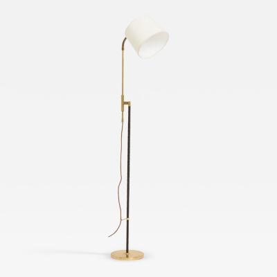  Falkenbergs Belysning Black Leather and Brass Reading Floor Lamp by Falkenbergs Belysning