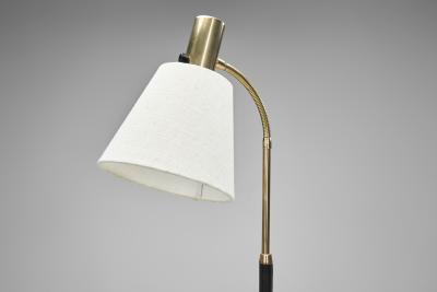  Falkenbergs Belysning Brass and Leather Floor Lamp Sweden ca Mid 20th Century