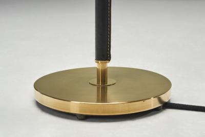  Falkenbergs Belysning Brass and Leather Floor Lamp Sweden ca Mid 20th Century
