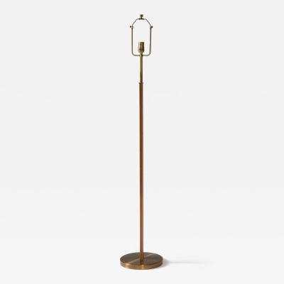  Falkenbergs Belysning Brass and Leather Floor Lamp by Falkenbergs Belysning Sweden c 1950