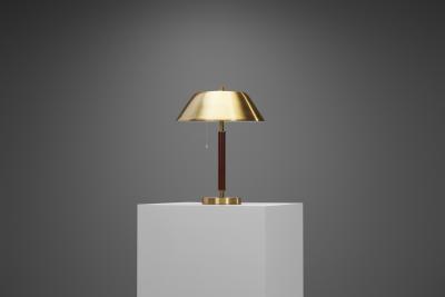  Falkenbergs Belysning Brass and Leather Table lamp by Falkenbergs Belysning Sweden 1960s