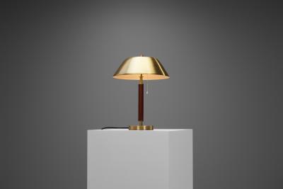  Falkenbergs Belysning Brass and Leather Table lamp by Falkenbergs Belysning Sweden 1960s