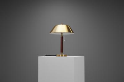  Falkenbergs Belysning Brass and Leather Table lamp by Falkenbergs Belysning Sweden 1960s