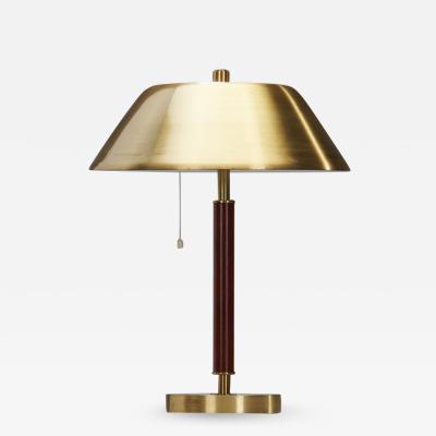  Falkenbergs Belysning Brass and Leather Table lamp by Falkenbergs Belysning Sweden 1960s