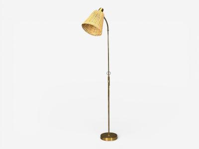  Falkenbergs Belysning Falkenbergs Belysning Adjustable Floor Lamp Brass Bamboo Sweden 1960s