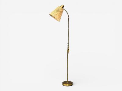  Falkenbergs Belysning Falkenbergs Belysning Adjustable Floor Lamp Brass Bamboo Sweden 1960s