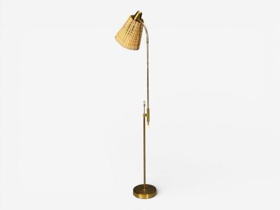 Falkenbergs Belysning Falkenbergs Belysning Adjustable Floor Lamp Brass Bamboo Sweden 1960s