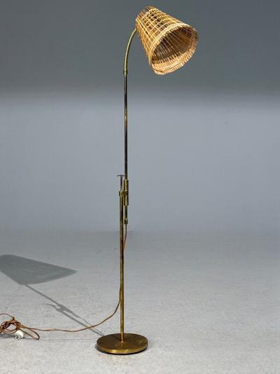  Falkenbergs Belysning Falkenbergs Belysning Adjustable Floor Lamp Brass Bamboo Sweden 1960s