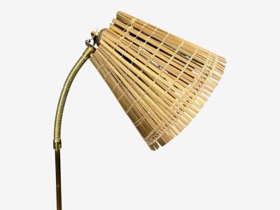  Falkenbergs Belysning Falkenbergs Belysning Adjustable Floor Lamp Brass Bamboo Sweden 1960s