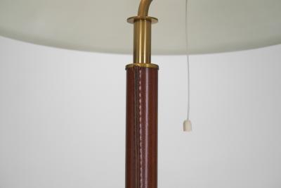  Falkenbergs Belysning Falkenbergs Belysning Brass and Leather Table Lamp Sweden 1960s