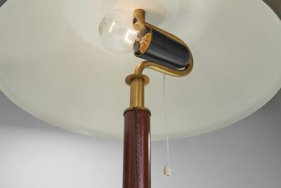  Falkenbergs Belysning Falkenbergs Belysning Brass and Leather Table Lamp Sweden 1960s