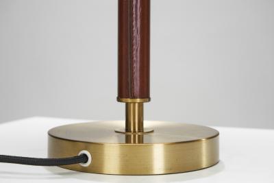  Falkenbergs Belysning Falkenbergs Belysning Brass and Leather Table Lamp Sweden 1960s