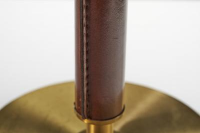  Falkenbergs Belysning Falkenbergs Belysning Brass and Leather Table Lamp Sweden 1960s