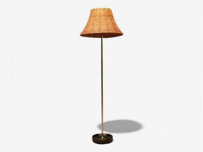  Falkenbergs Belysning Falkenbergs Belysning Floor Lamp Brass Rattan Sweden 1950s