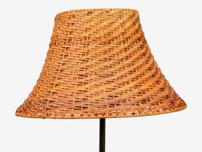  Falkenbergs Belysning Falkenbergs Belysning Floor Lamp Brass Rattan Sweden 1950s