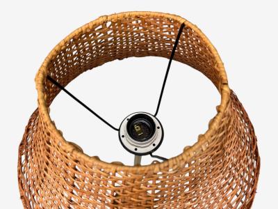  Falkenbergs Belysning Falkenbergs Belysning Floor Lamp Brass Rattan Sweden 1950s