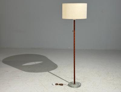  Falkenbergs Belysning Falkenbergs Belysning Floor Lamp Leather Glass Sweden 1960s
