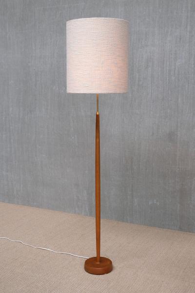  Falkenbergs Belysning Falkenbergs Belysning Floor Lamp in Oak Brass Boucl Sweden 1960s