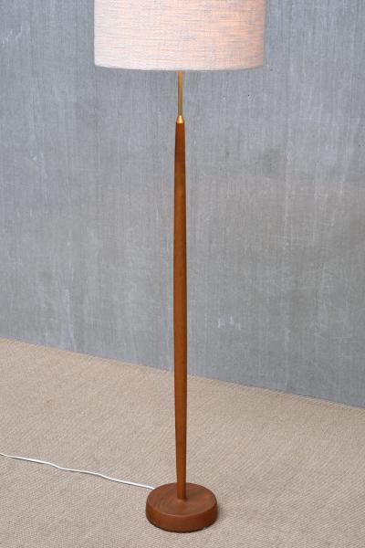  Falkenbergs Belysning Falkenbergs Belysning Floor Lamp in Oak Brass Boucl Sweden 1960s