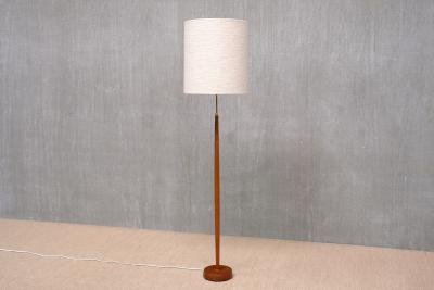  Falkenbergs Belysning Falkenbergs Belysning Floor Lamp in Oak Brass Boucl Sweden 1960s